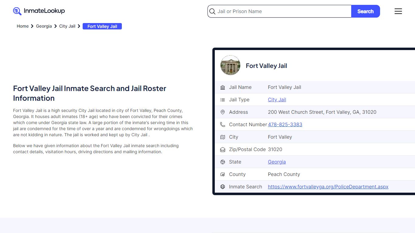 Fort Valley Jail Inmate Search and Jail Roster Information - Inmate Lookup