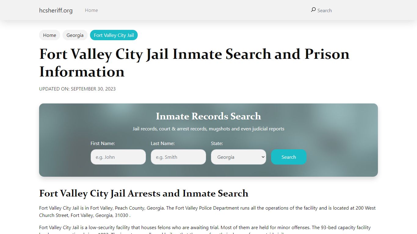 Fort Valley City Jail Inmate Search, Visitation, Phone no. & Mailing ...