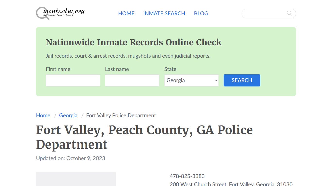 Fort Valley, GA Police - City Jail Inmates, Arrests